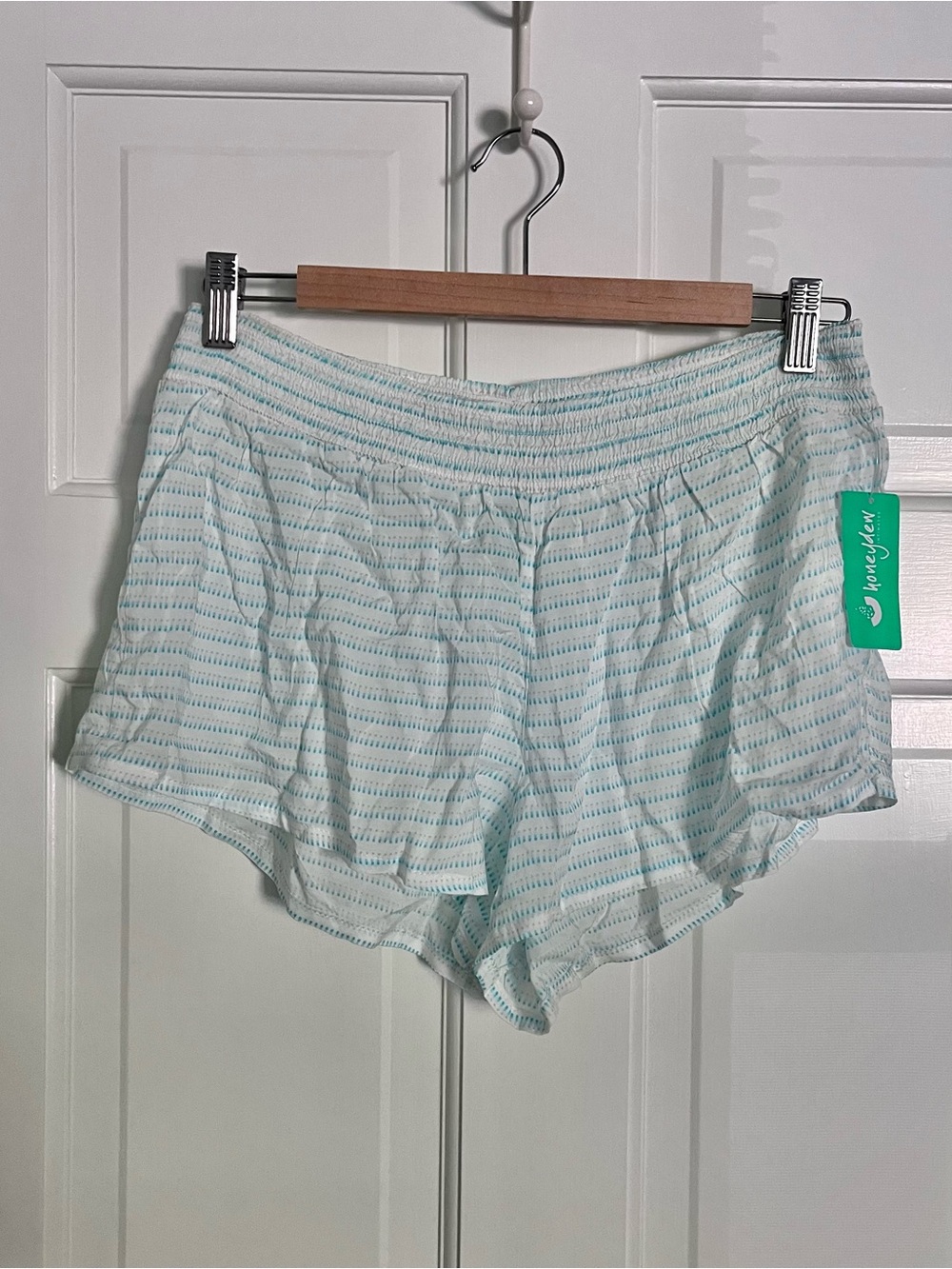 Honeydew Intimates White and Aqua Striped Lounge Shorts